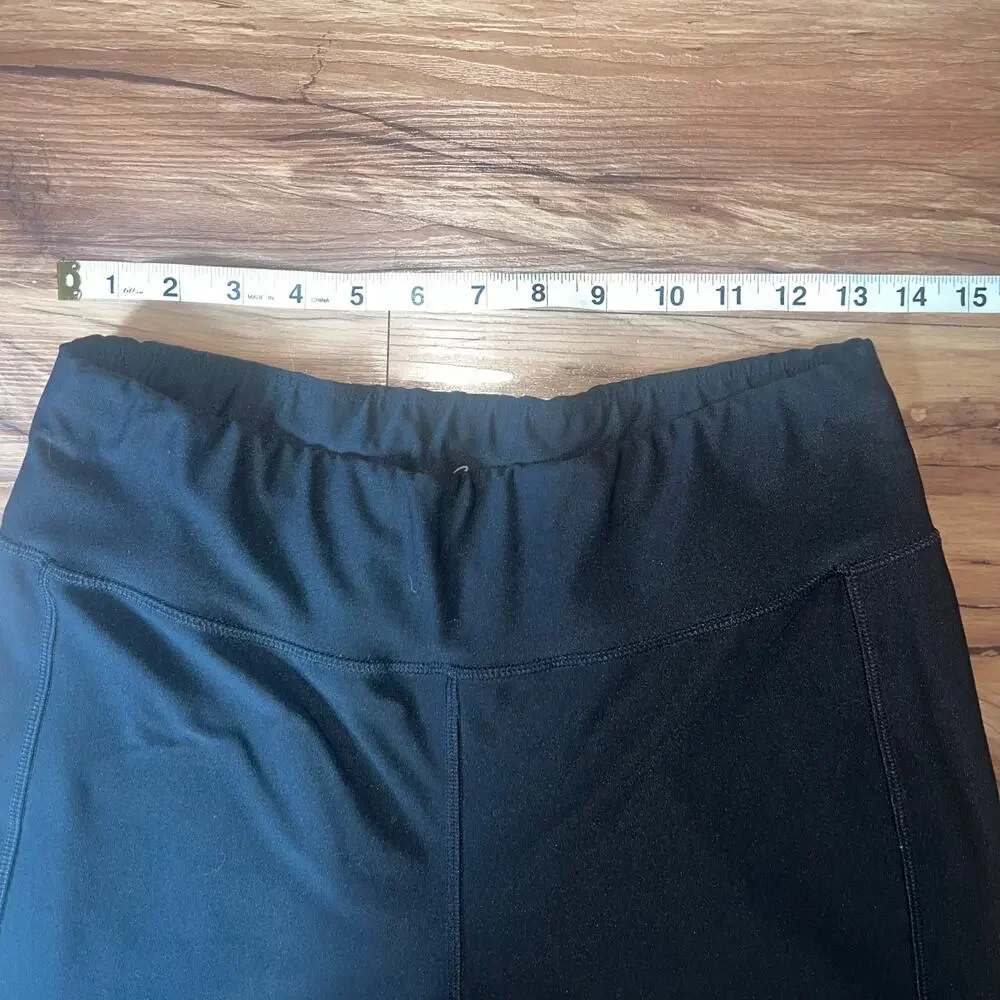 Spalding Black Athletic High Rise Active Leggings Size Large Stretch Workout